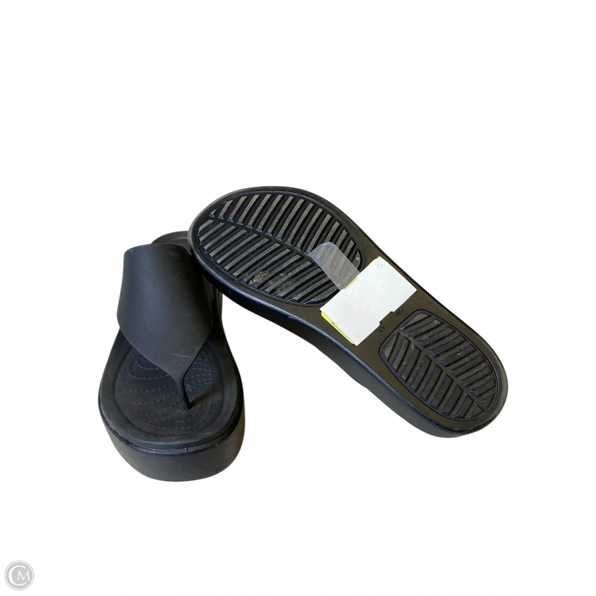 Sandals Heels Platform By Crocs In Black, Size: 8