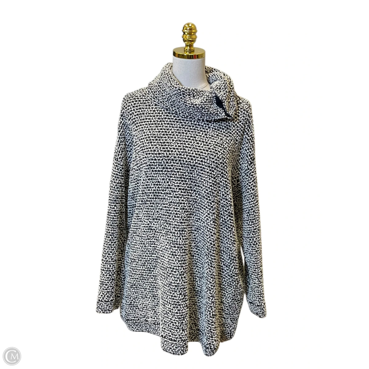 Sweater By Chicos In Black & White, Size: L
