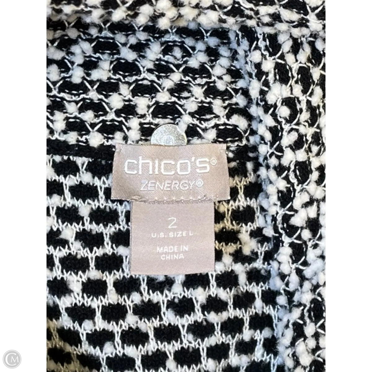 Sweater By Chicos In Black & White, Size: L