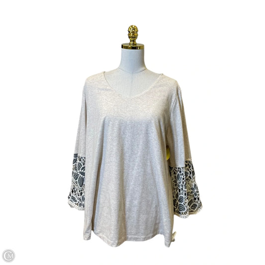 Top Long Sleeve By John Mark In Cream & Grey, Size: Xl