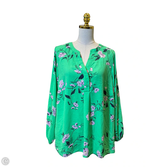 Blouse Long Sleeve By Tahari In Floral Print, Size: 1x
