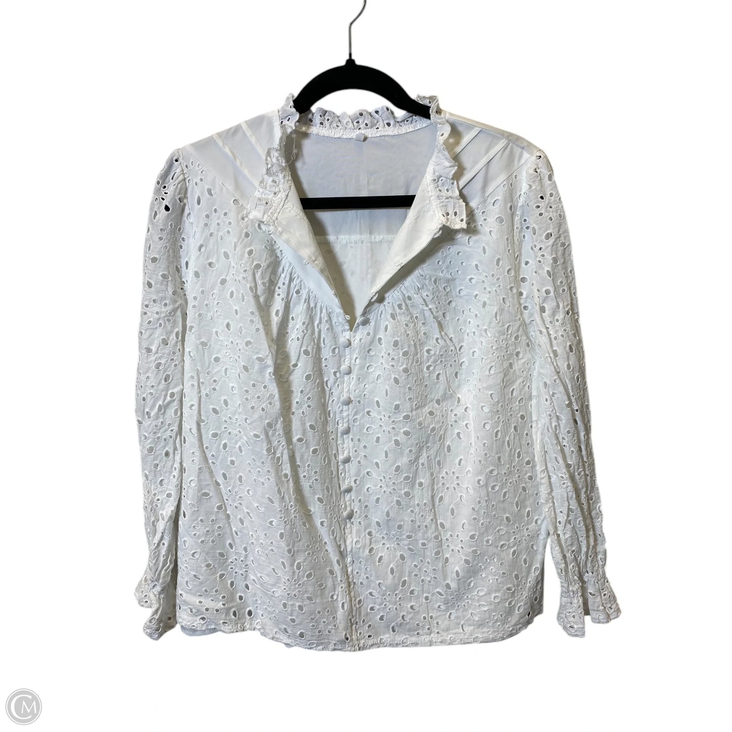 Top Long Sleeve By Clothes Mentor In White, Size: M