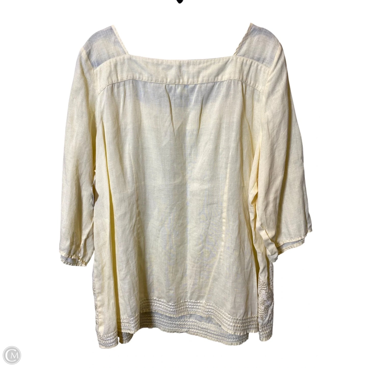 Top 3/4 Sleeve By Tweeds In Yellow, Size: 2x