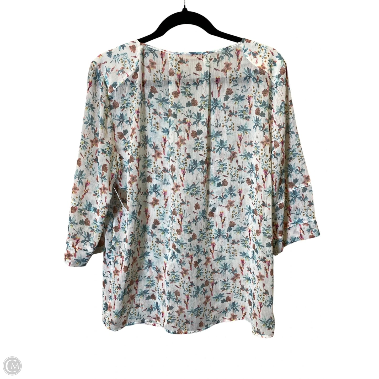 Blouse 3/4 Sleeve By Clothes Mentor In Floral Print, Size: L
