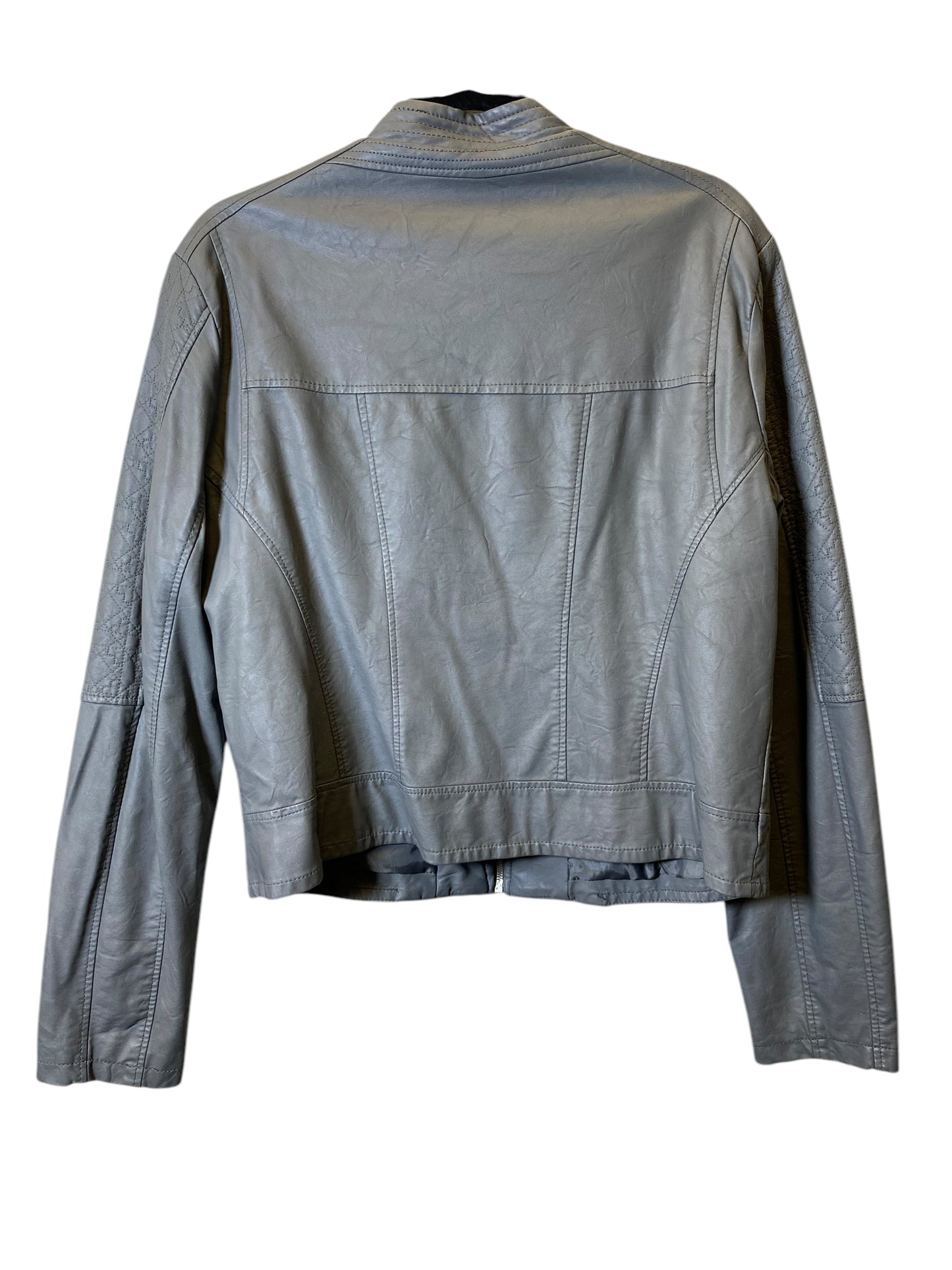 Jacket Leather By Clothes Mentor In Grey, Size: Xl