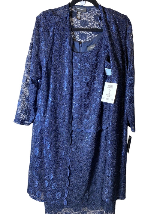 Dress Set 2pc By R And M Richards In Blue, Size: 16