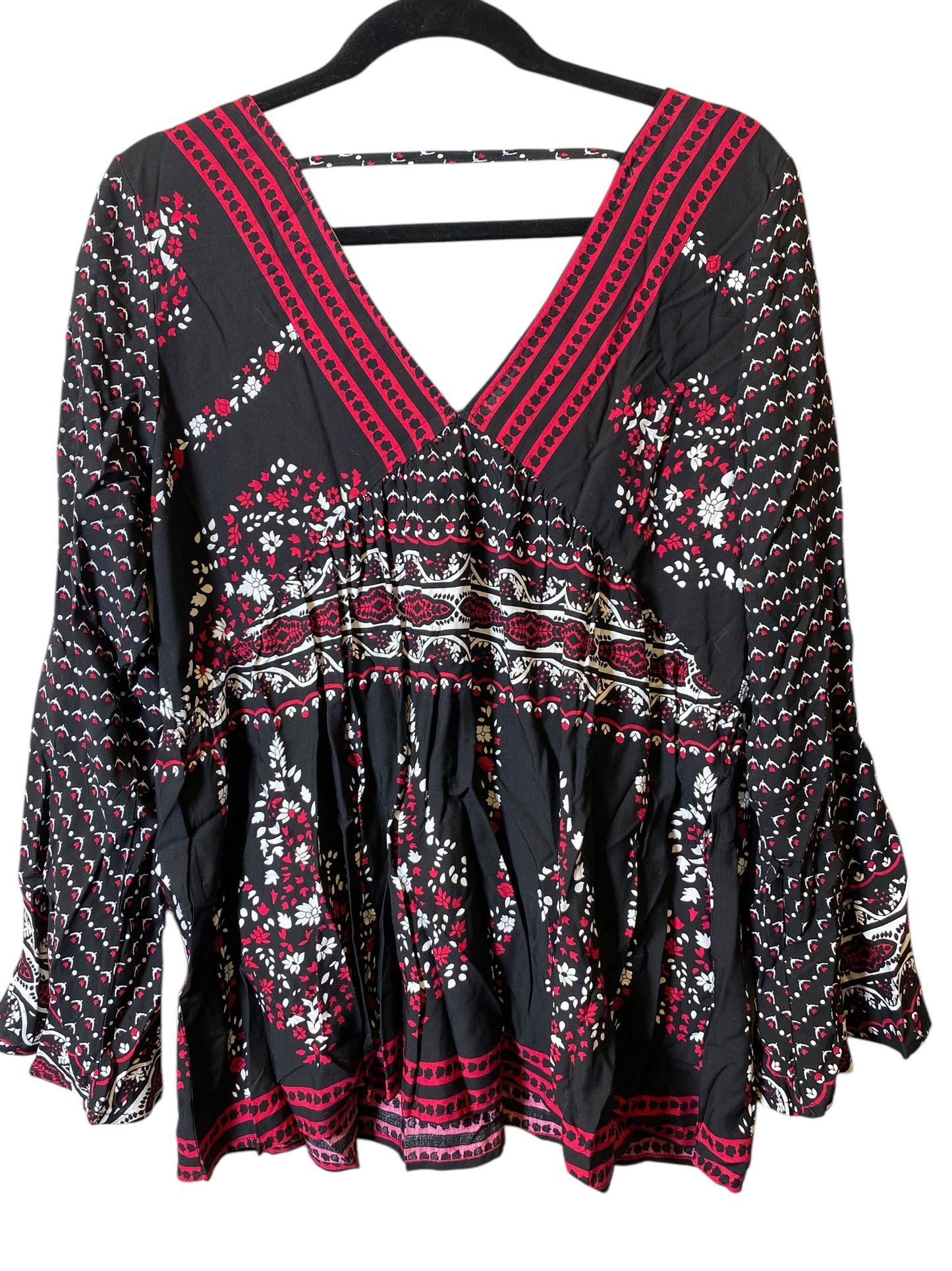 Blouse Long Sleeve By Clothes Mentor In Black & Red, Size: L