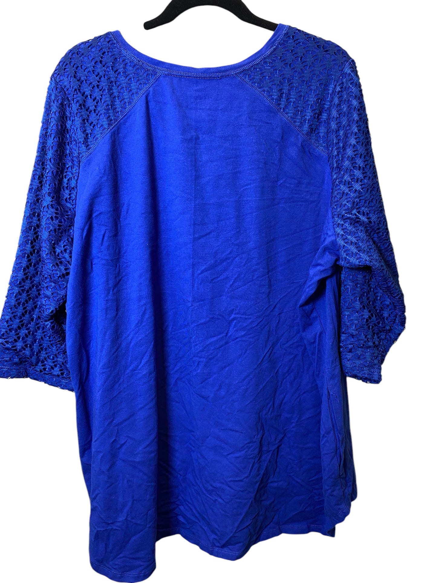 Top 3/4 Sleeve By Clothes Mentor In Blue, Size: 2x