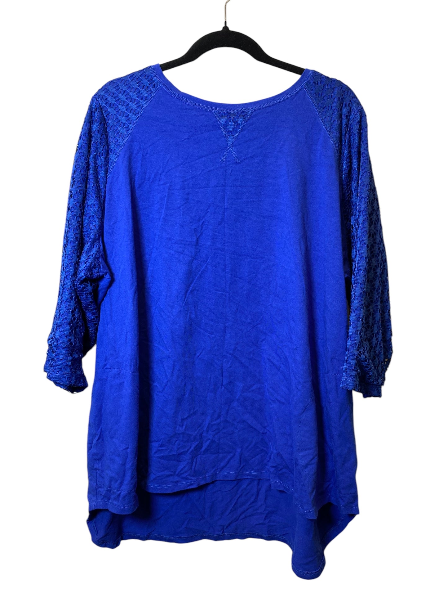 Top 3/4 Sleeve By Clothes Mentor In Blue, Size: 2x