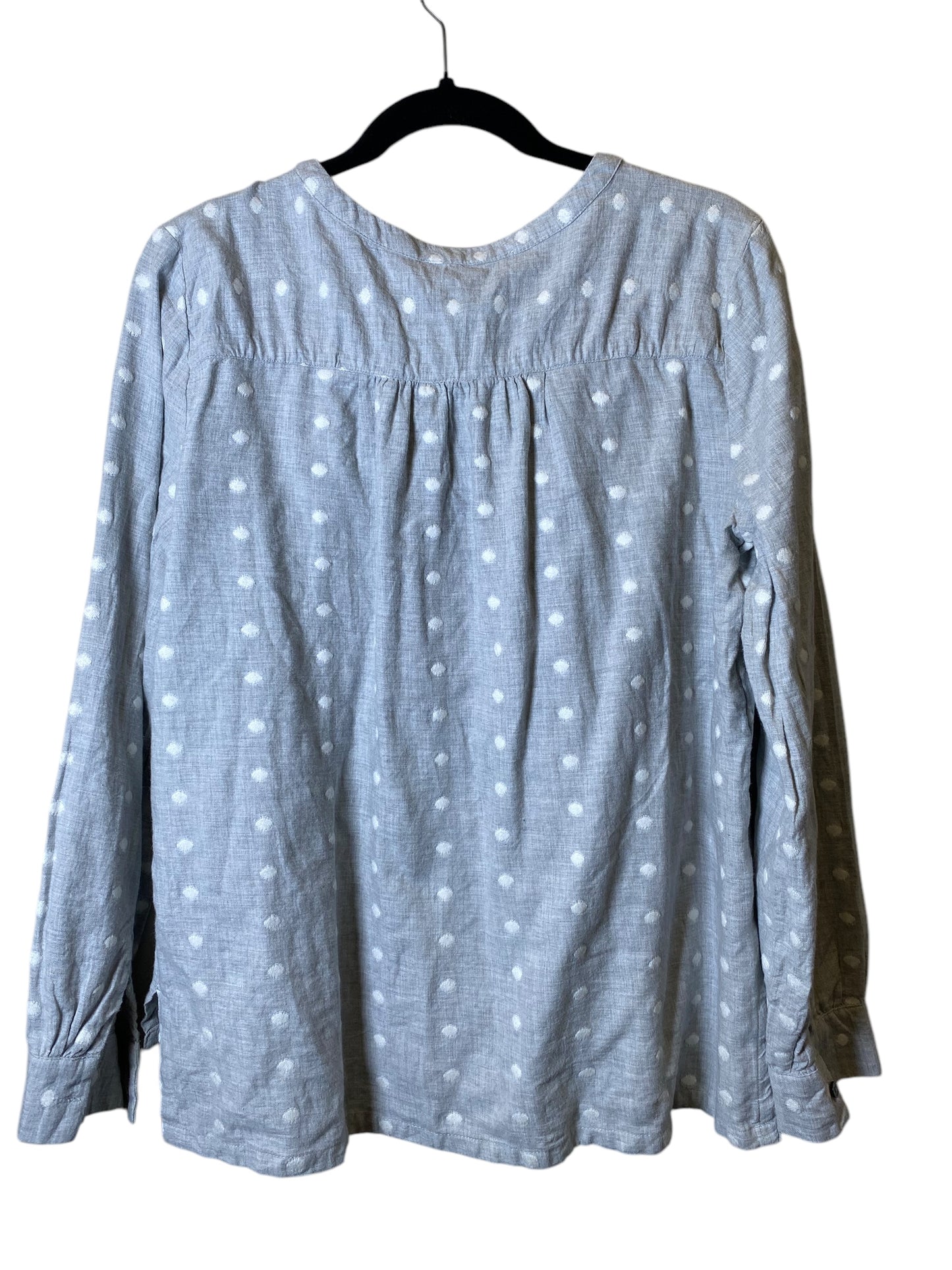 Top Long Sleeve By Loft In Grey & White, Size: L