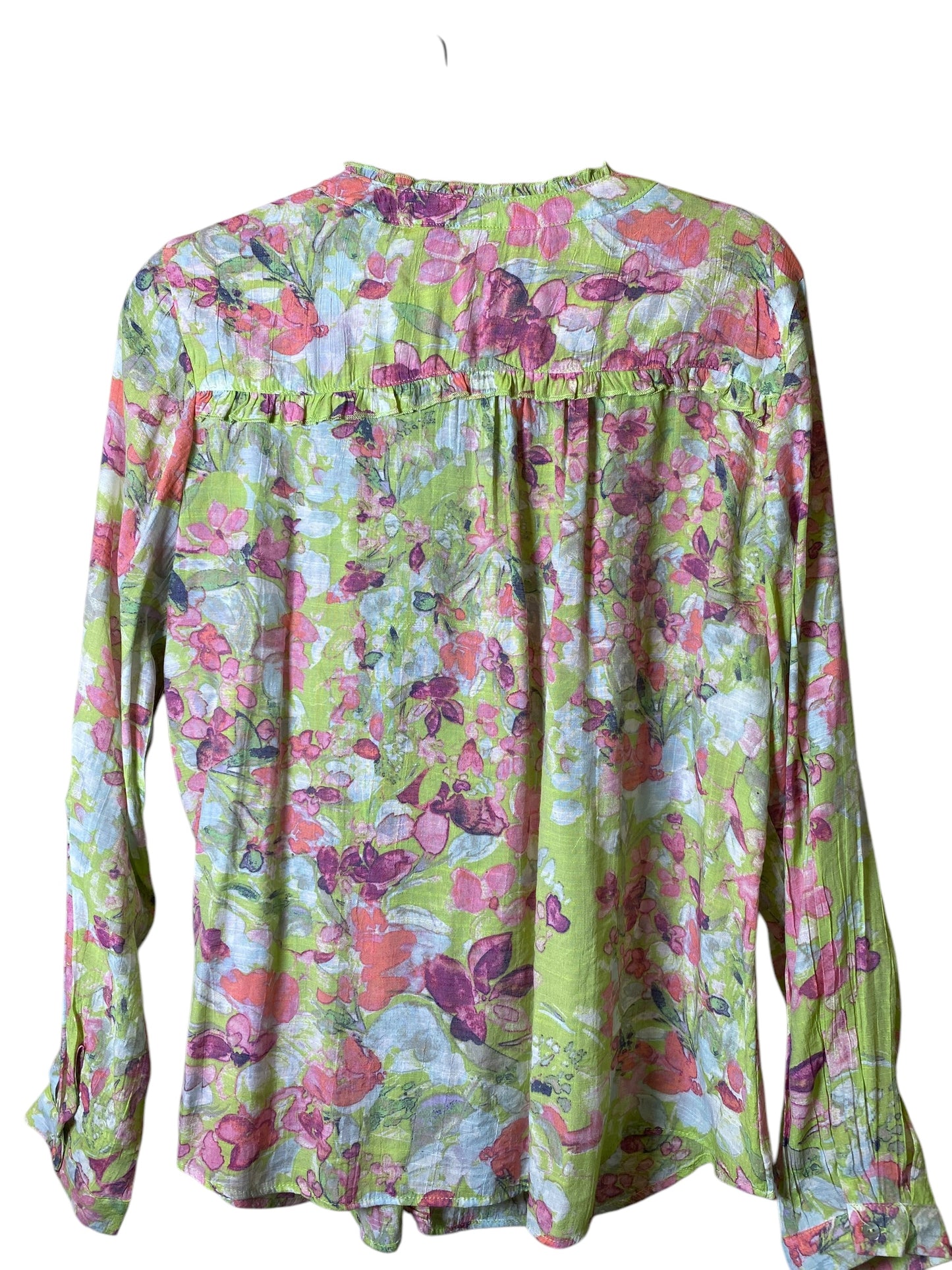 Top Long Sleeve By Zac And Rachel In Floral Print, Size: L