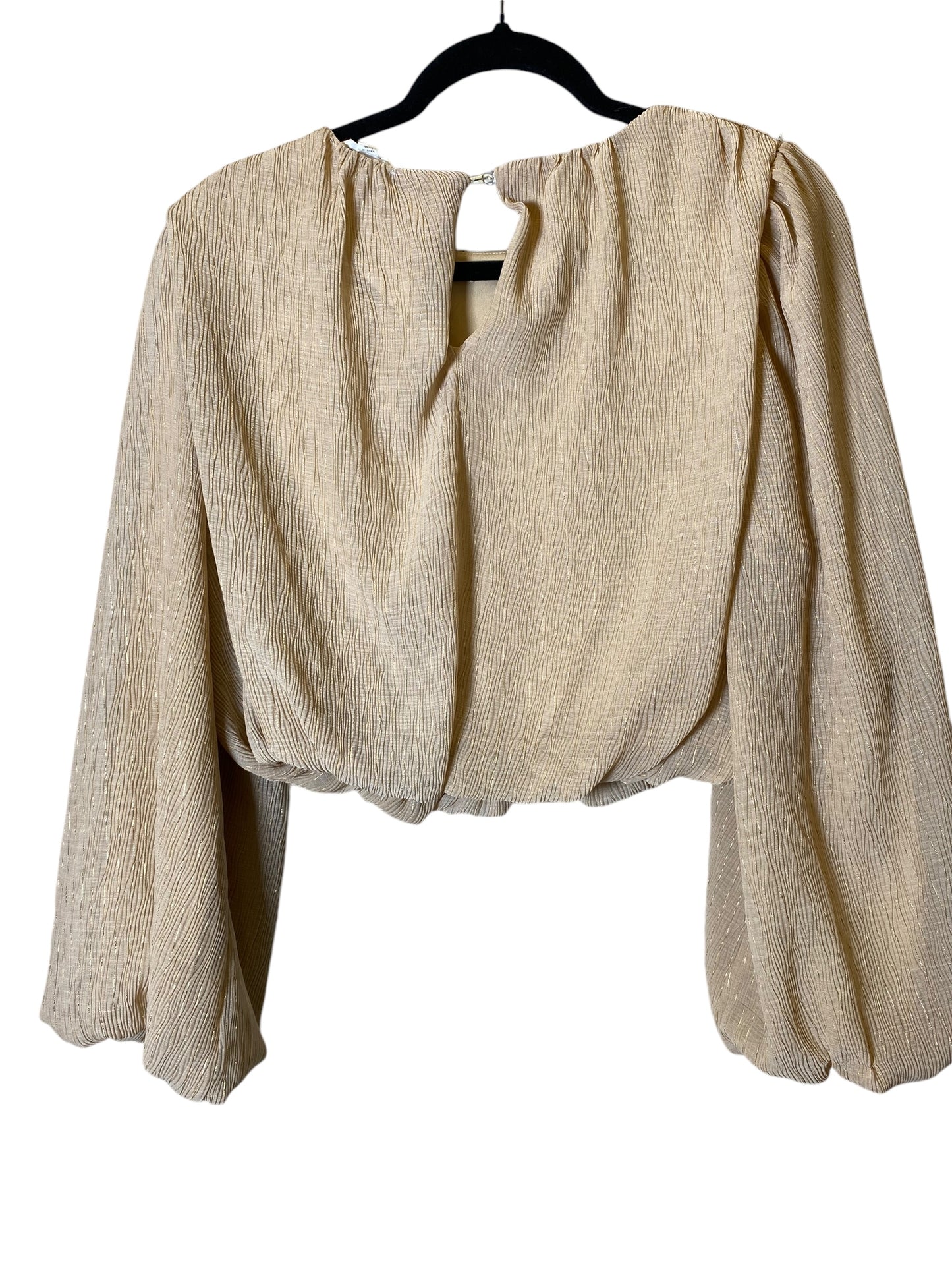 Top Long Sleeve By Blu Pepper In Beige, Size: S