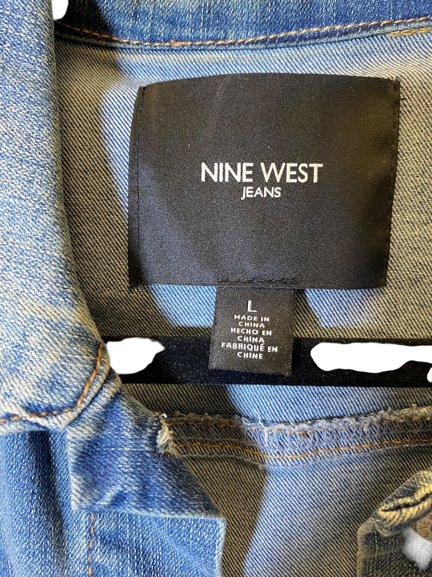 Jacket Denim By Nine West In Blue, Size: L