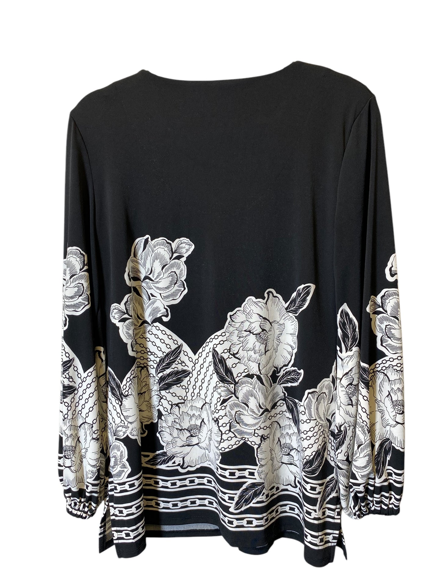 Blouse Long Sleeve By Jm Collections In Black & White, Size: S