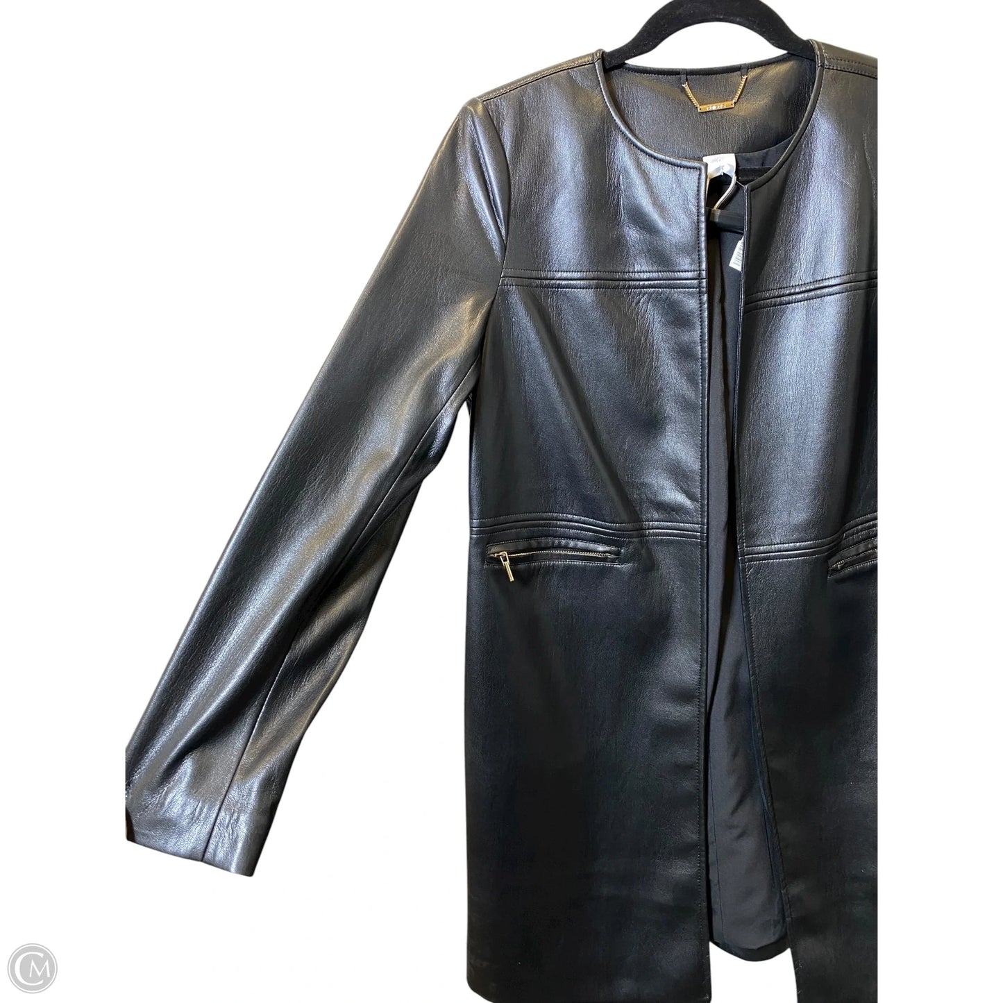 Jacket Moto Leather By Chicos In Black, Size: S
