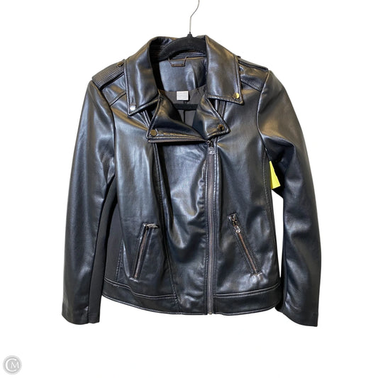 Jacket Leather By Chicos In Black, Size: S