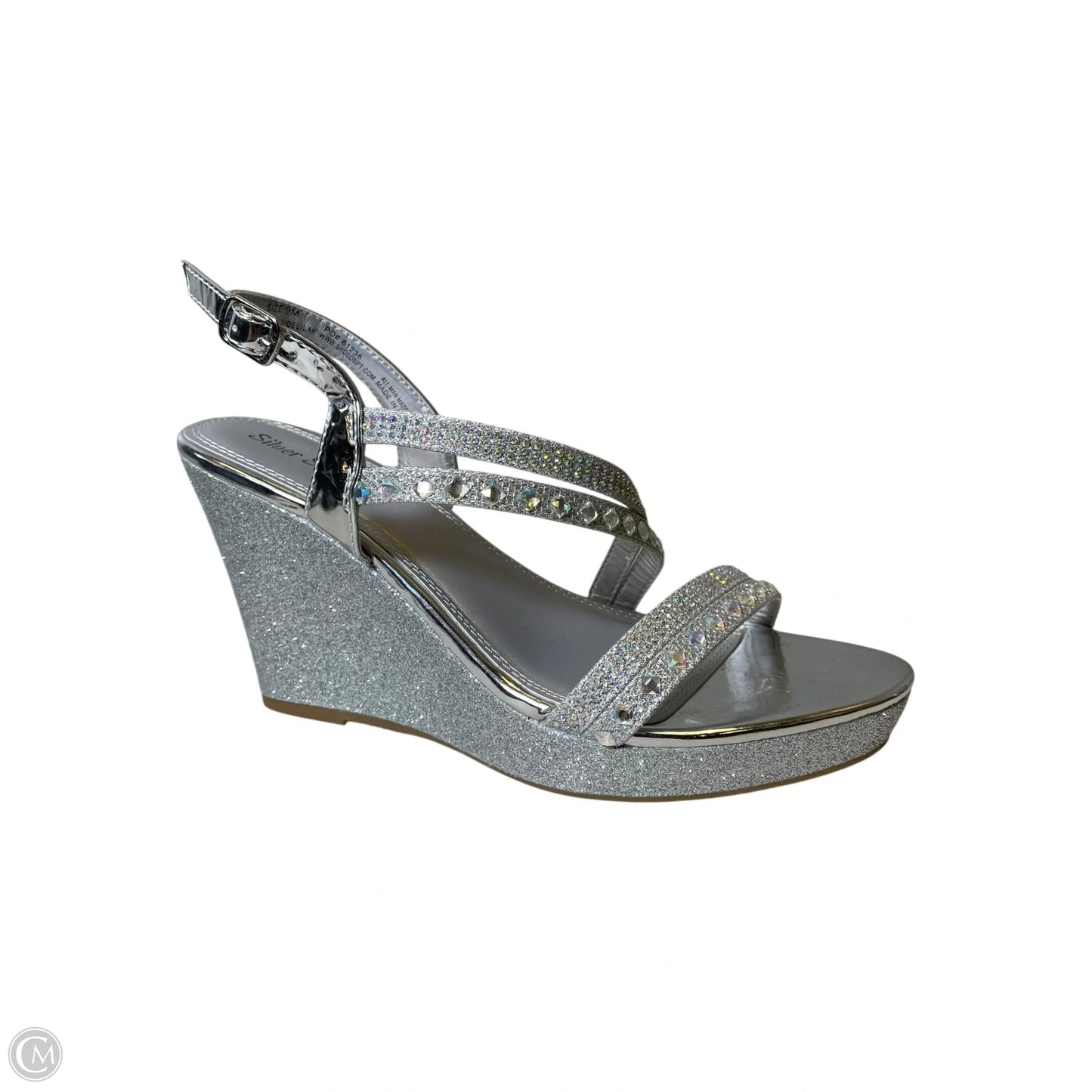 Shoes Heels Wedge By Clothes Mentor In Silver, Size: 9