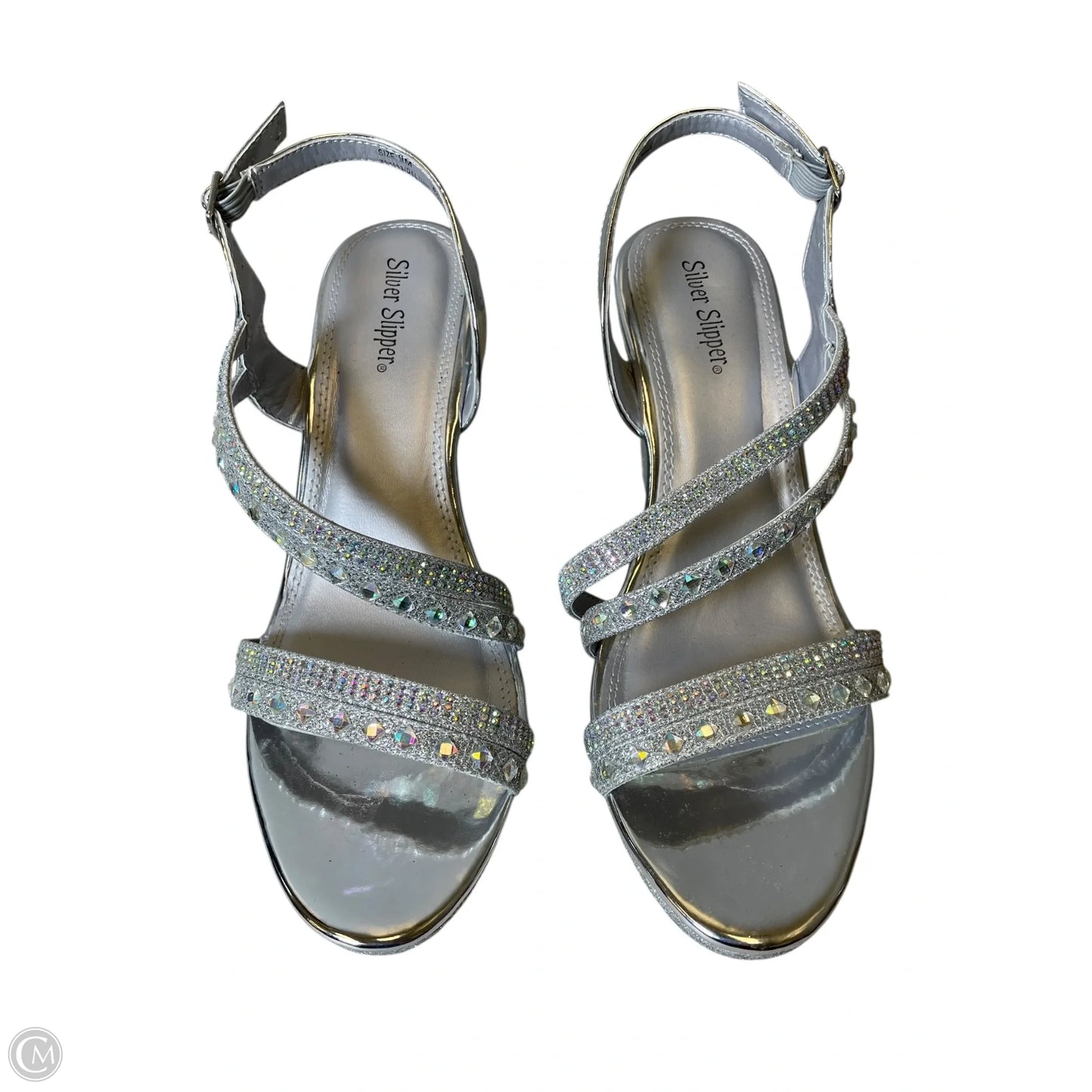 Shoes Heels Wedge By Clothes Mentor In Silver, Size: 9