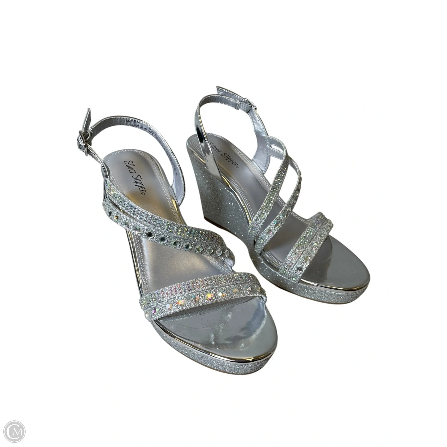 Shoes Heels Wedge By Clothes Mentor In Silver, Size: 9