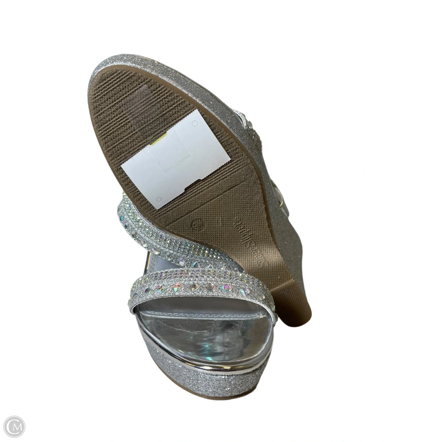 Shoes Heels Wedge By Clothes Mentor In Silver, Size: 9