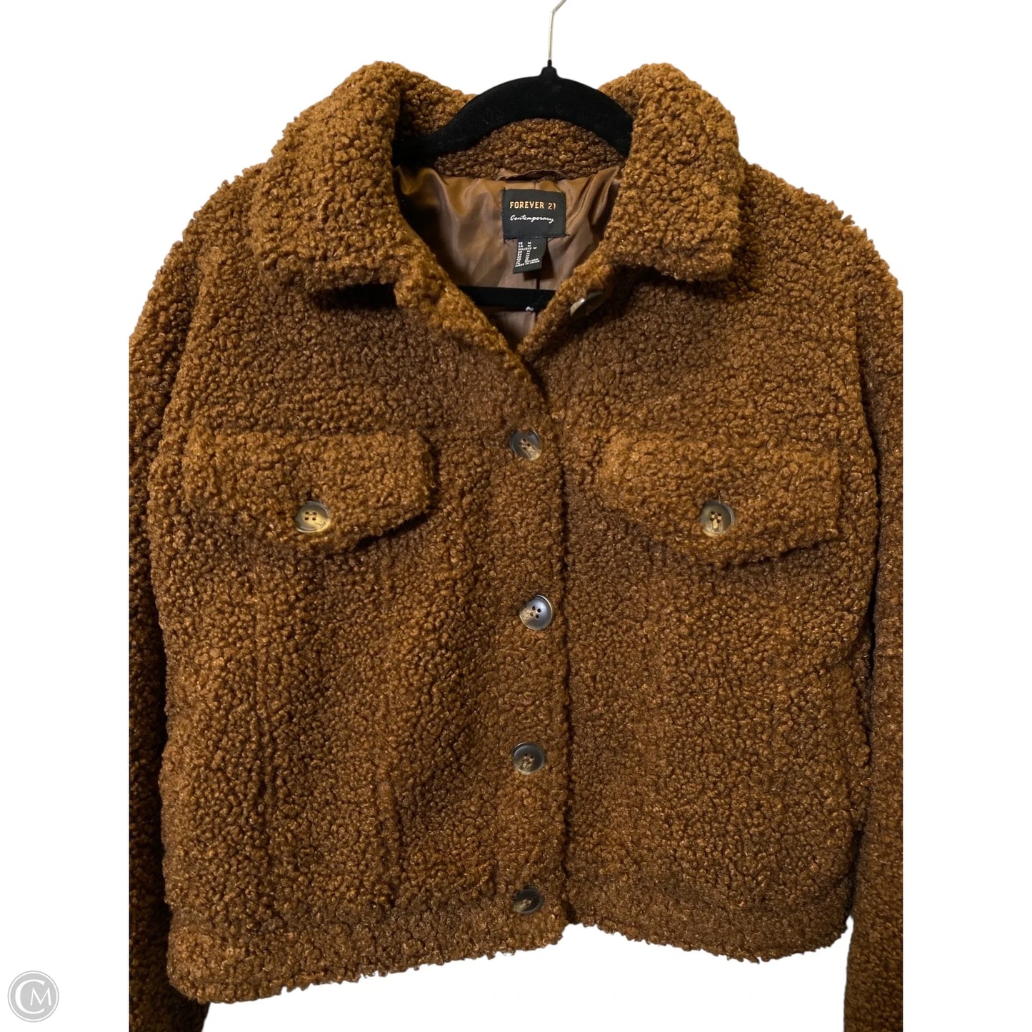 Jacket Faux Fur & Sherpa By Forever 21 In Brown, Size: M