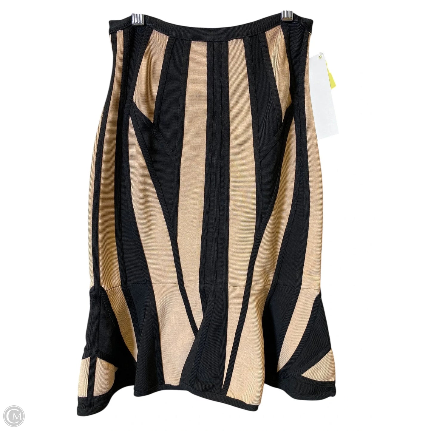 Skirt Luxury Designer By Herve Leger In Black & Tan, Size: Xs