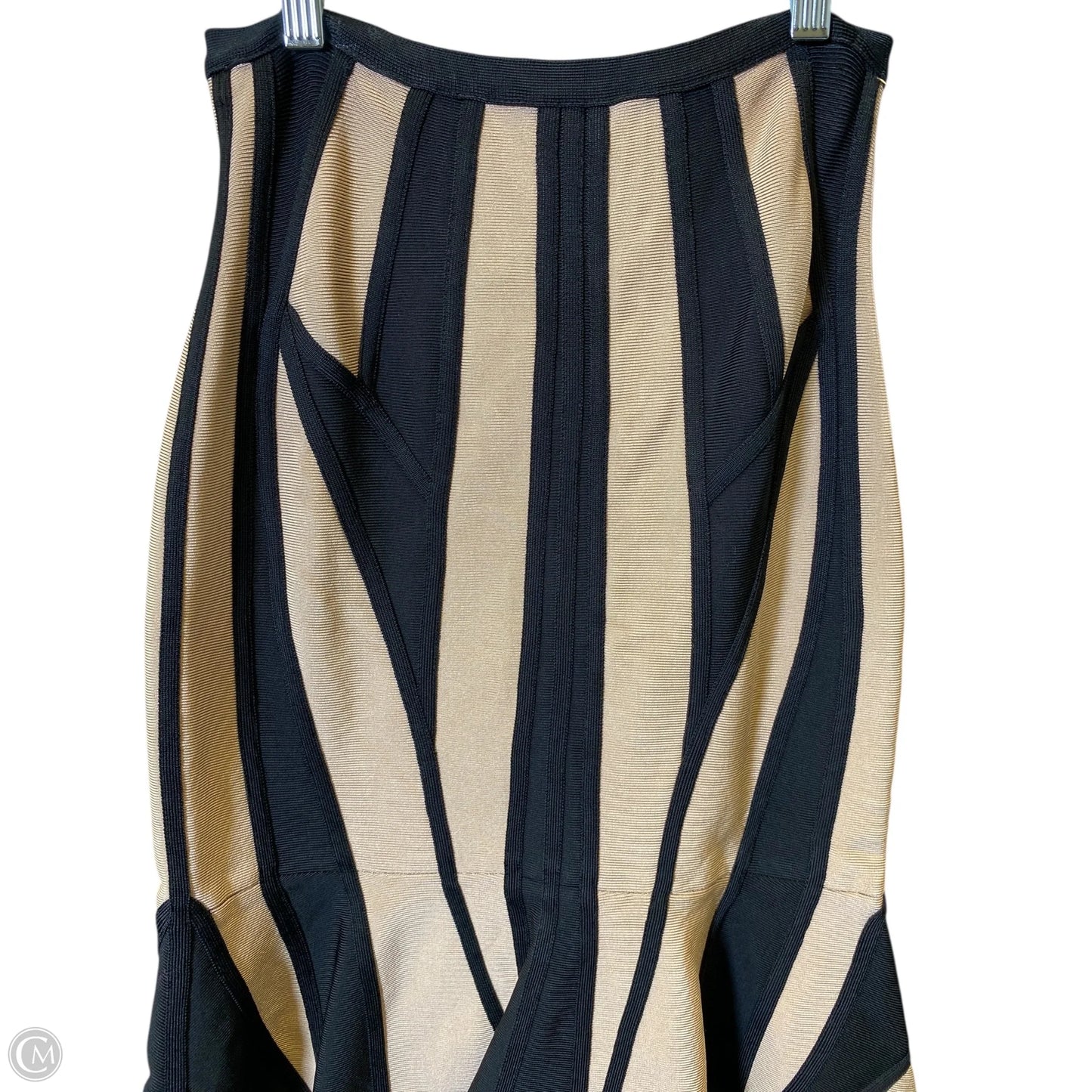 Skirt Luxury Designer By Herve Leger In Black & Tan, Size: Xs