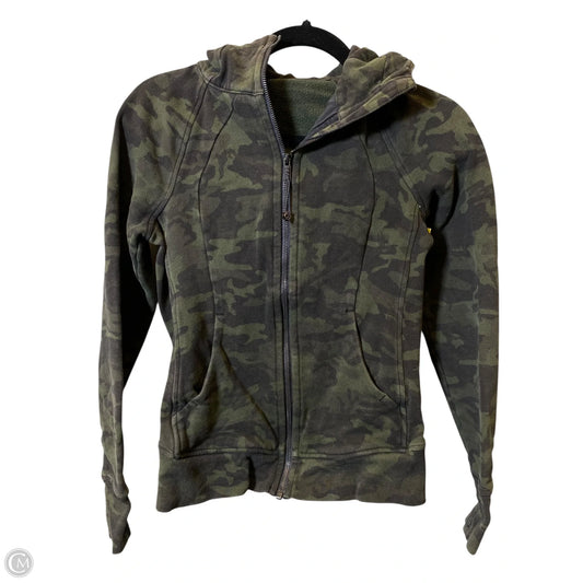 Athletic Jacket By Lululemon In Black & Green, Size: 4