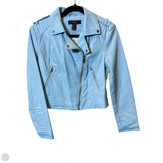 Jacket Moto By Forever 21 In Blue, Size: S