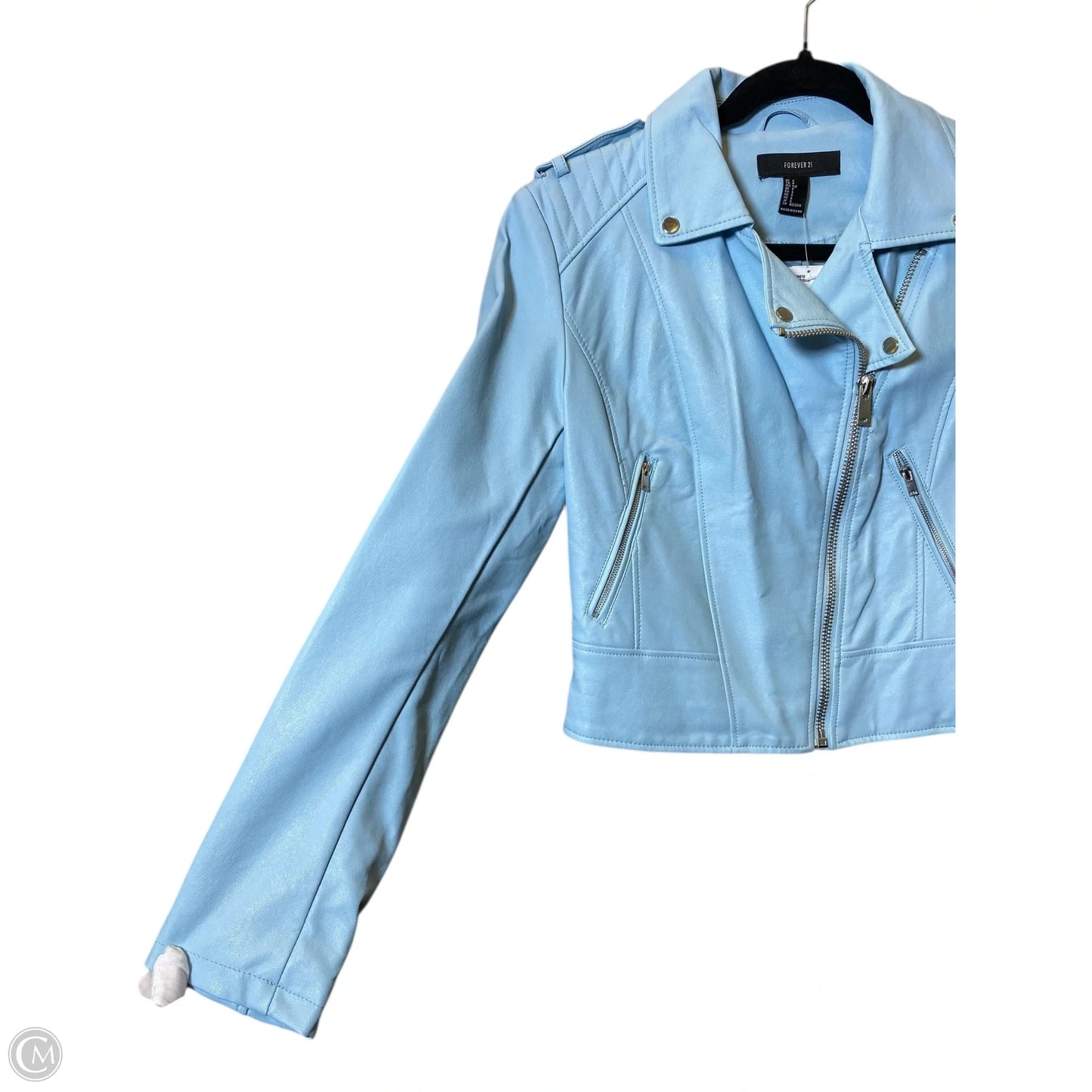 Jacket Moto By Forever 21 In Blue, Size: S