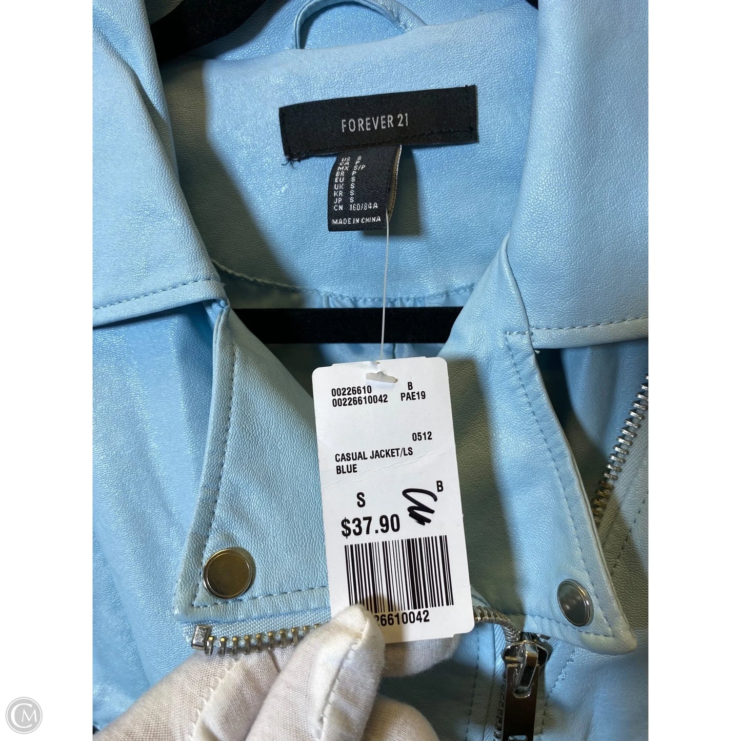 Jacket Moto By Forever 21 In Blue, Size: S