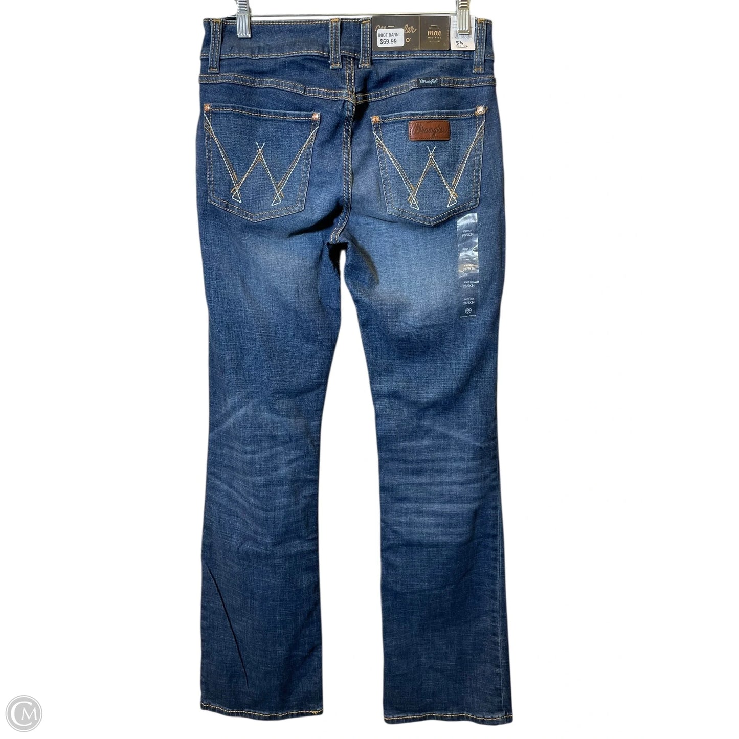 Jeans Flared By Wrangler In Blue Denim, Size: 4