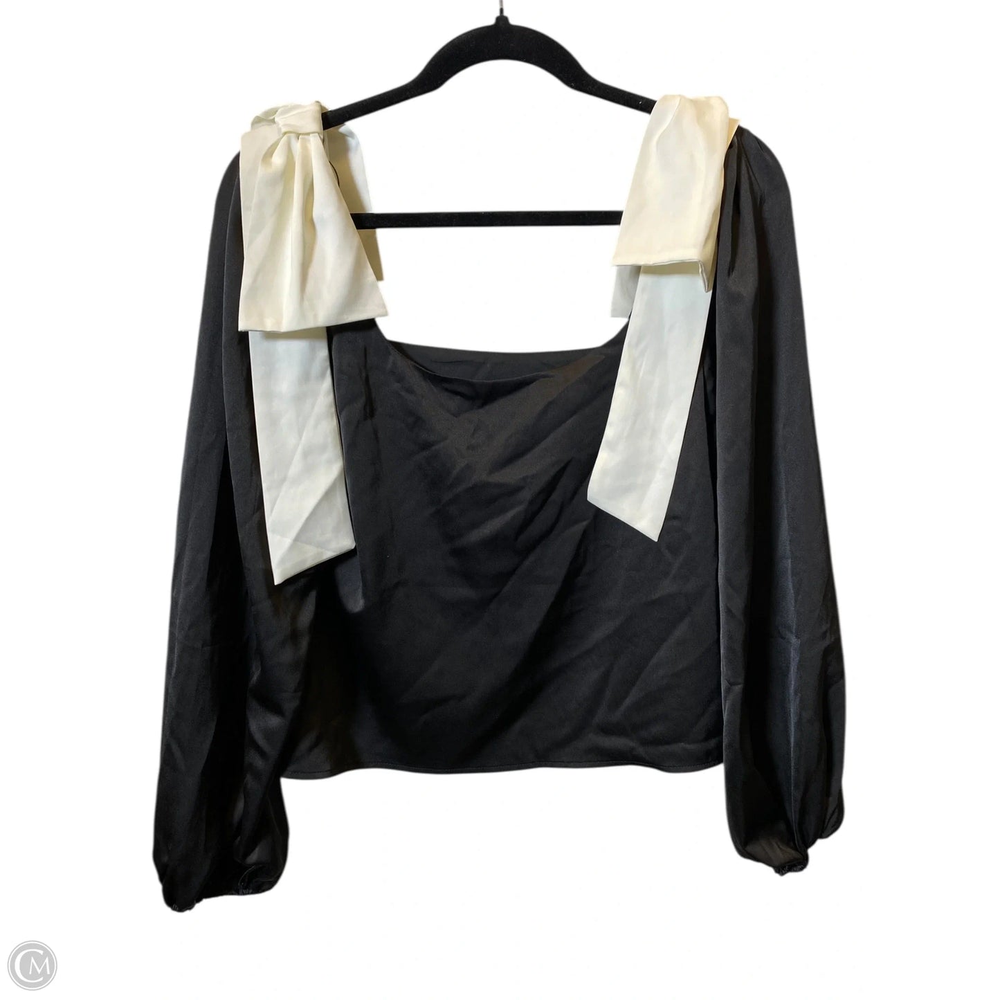Blouse Long Sleeve By Clothes Mentor In Black & Cream, Size: S