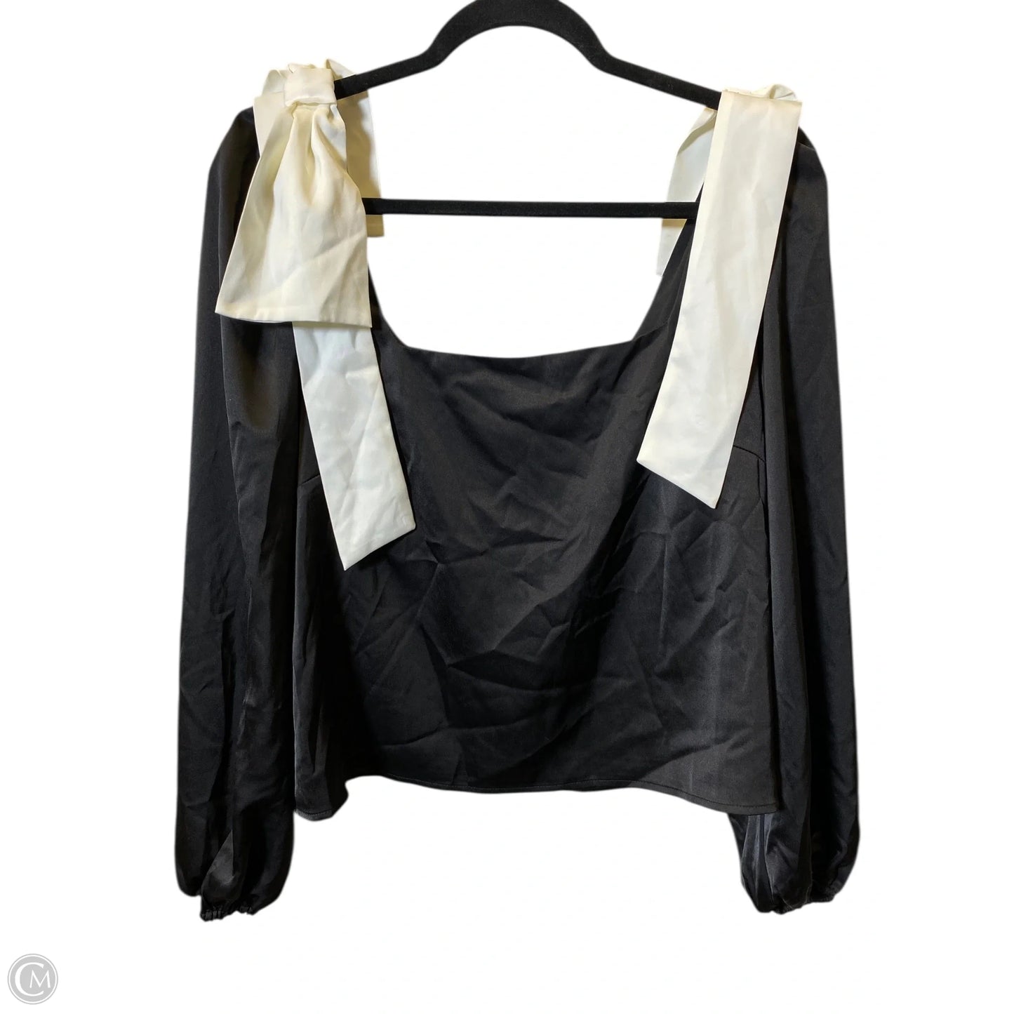 Blouse Long Sleeve By Clothes Mentor In Black & Cream, Size: M