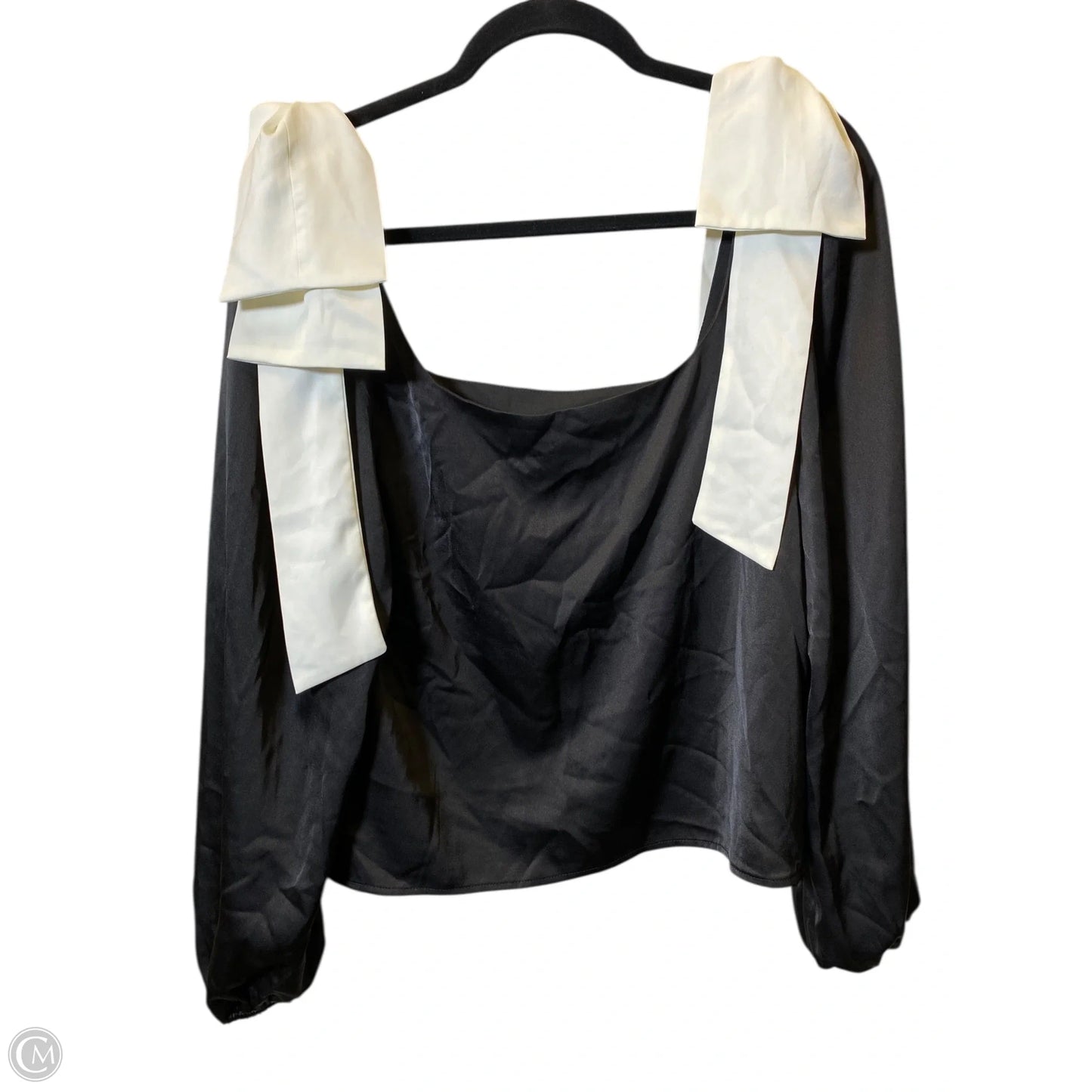 Blouse Long Sleeve By Clothes Mentor In Black & Cream, Size: M