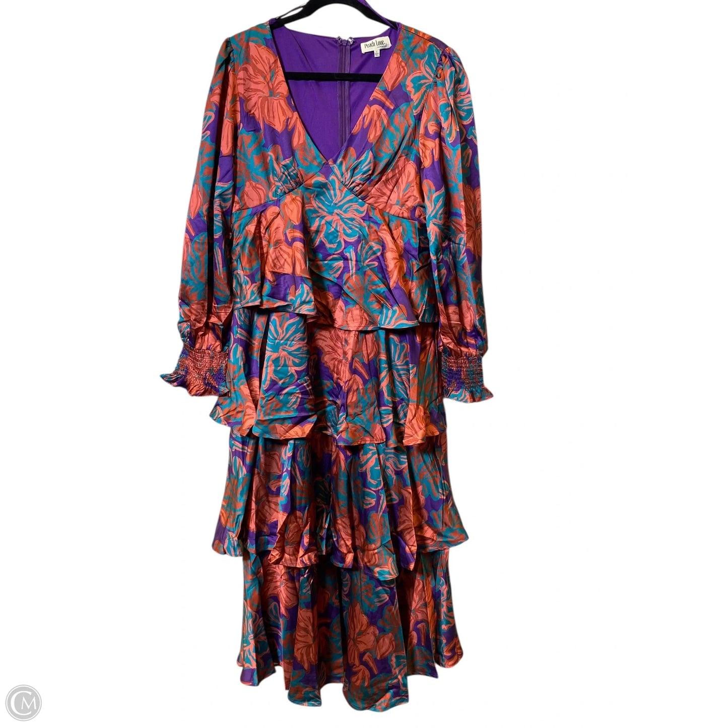 Dress Casual Maxi By Peach Love Cream California In Multi-colored, Size: L