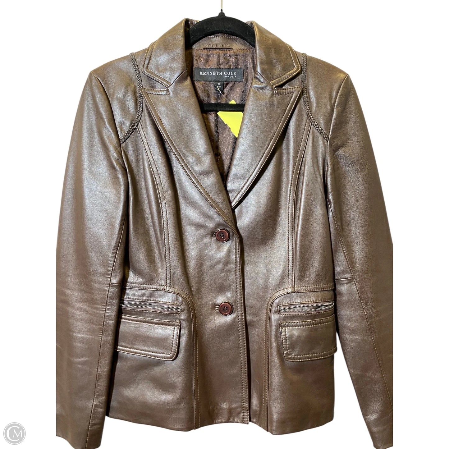 Jacket Leather By Kenneth Cole In Brown, Size: S