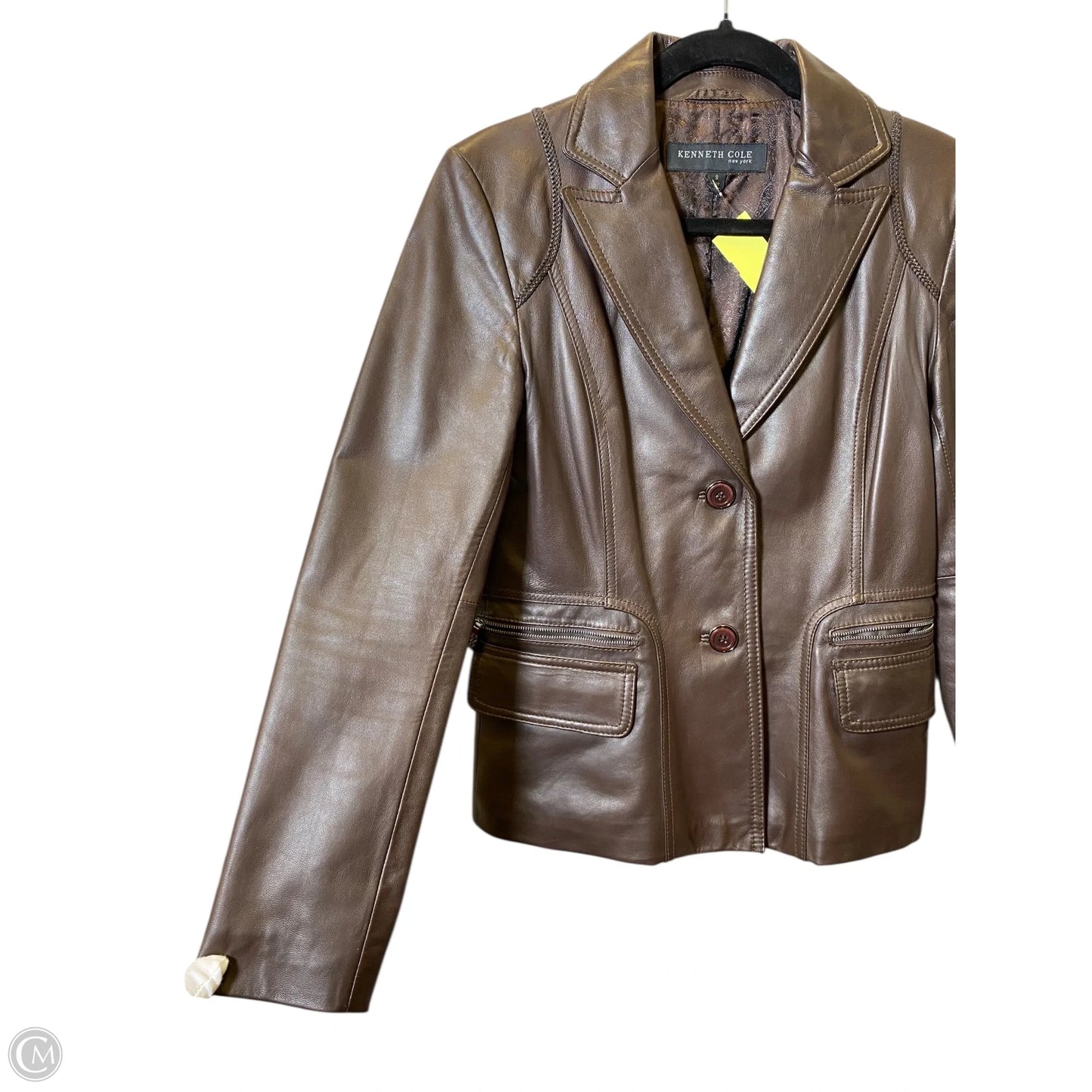 Jacket Leather By Kenneth Cole In Brown, Size: S