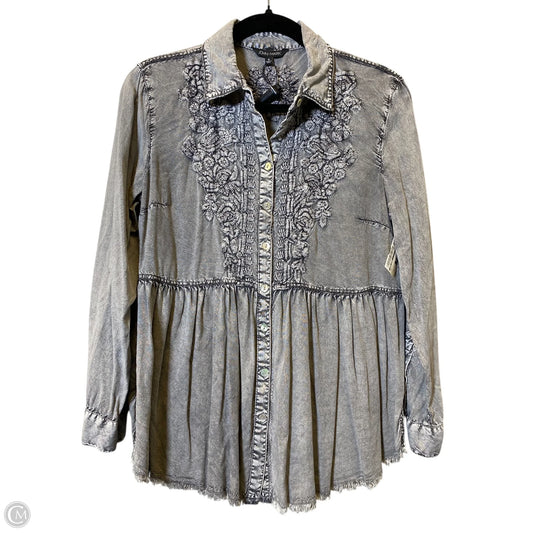 Top Long Sleeve By John Mark In Grey, Size: S