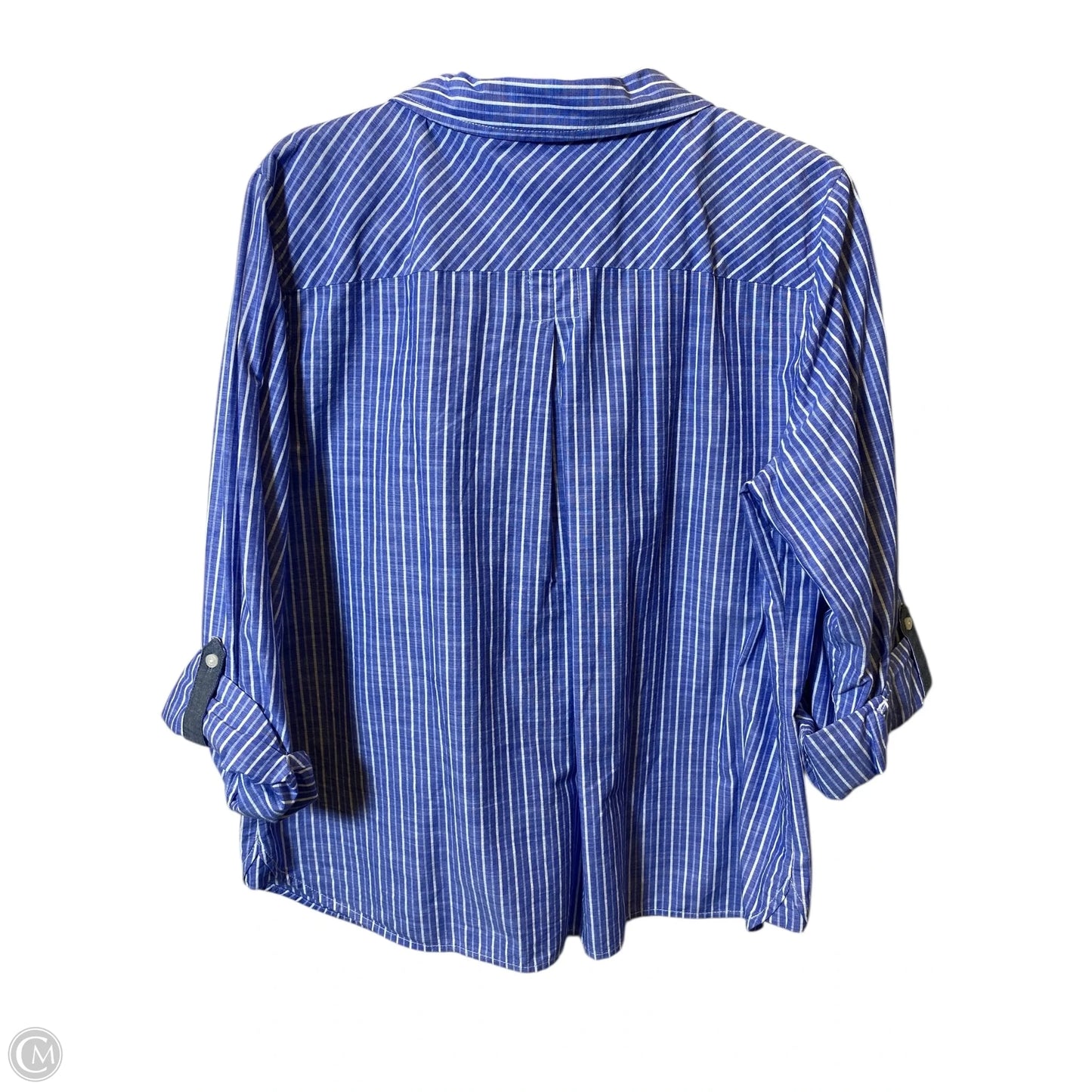 Blouse Long Sleeve By Tommy Hilfiger In Blue & White, Size: Xl