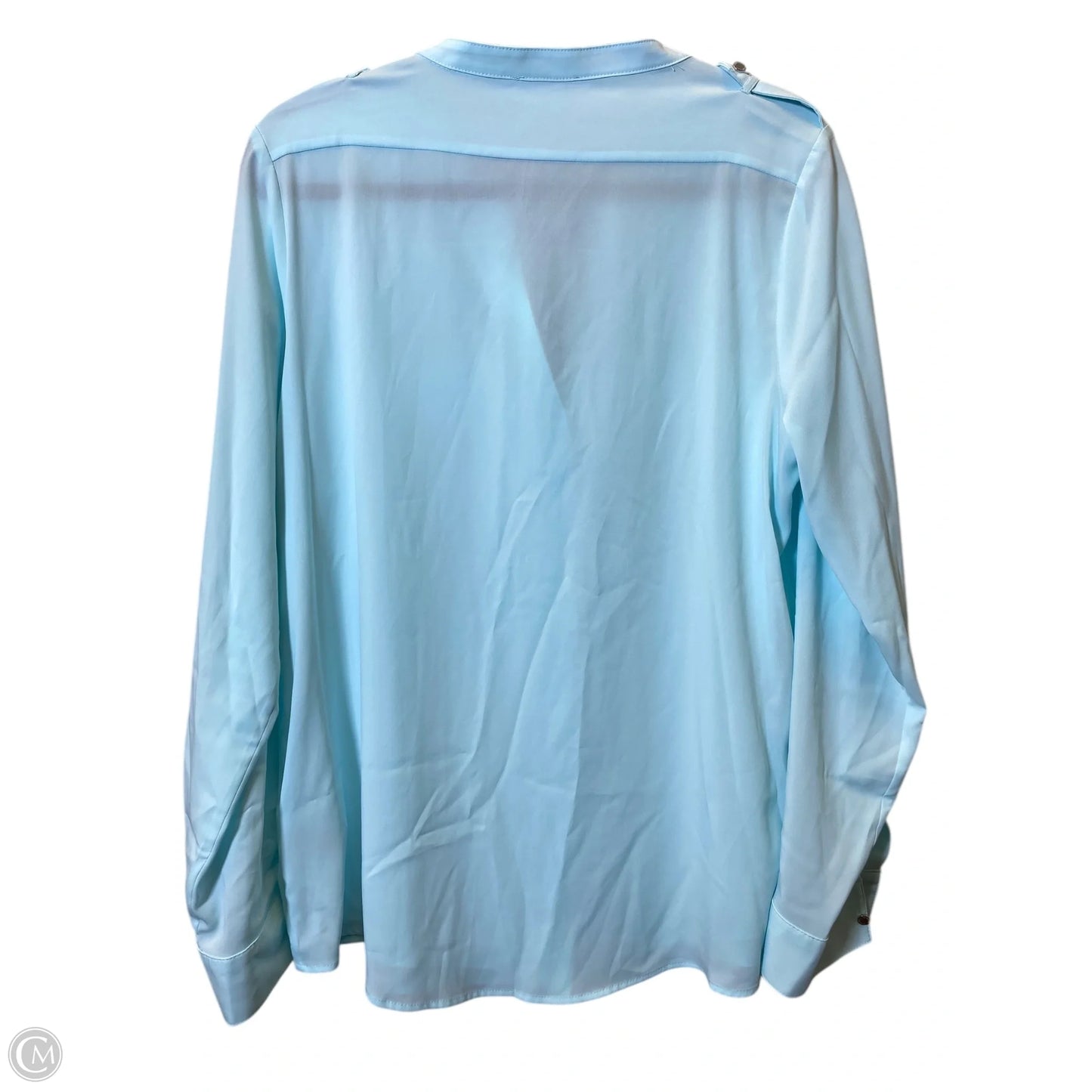 Top Long Sleeve By Calvin Klein In Aqua, Size: L