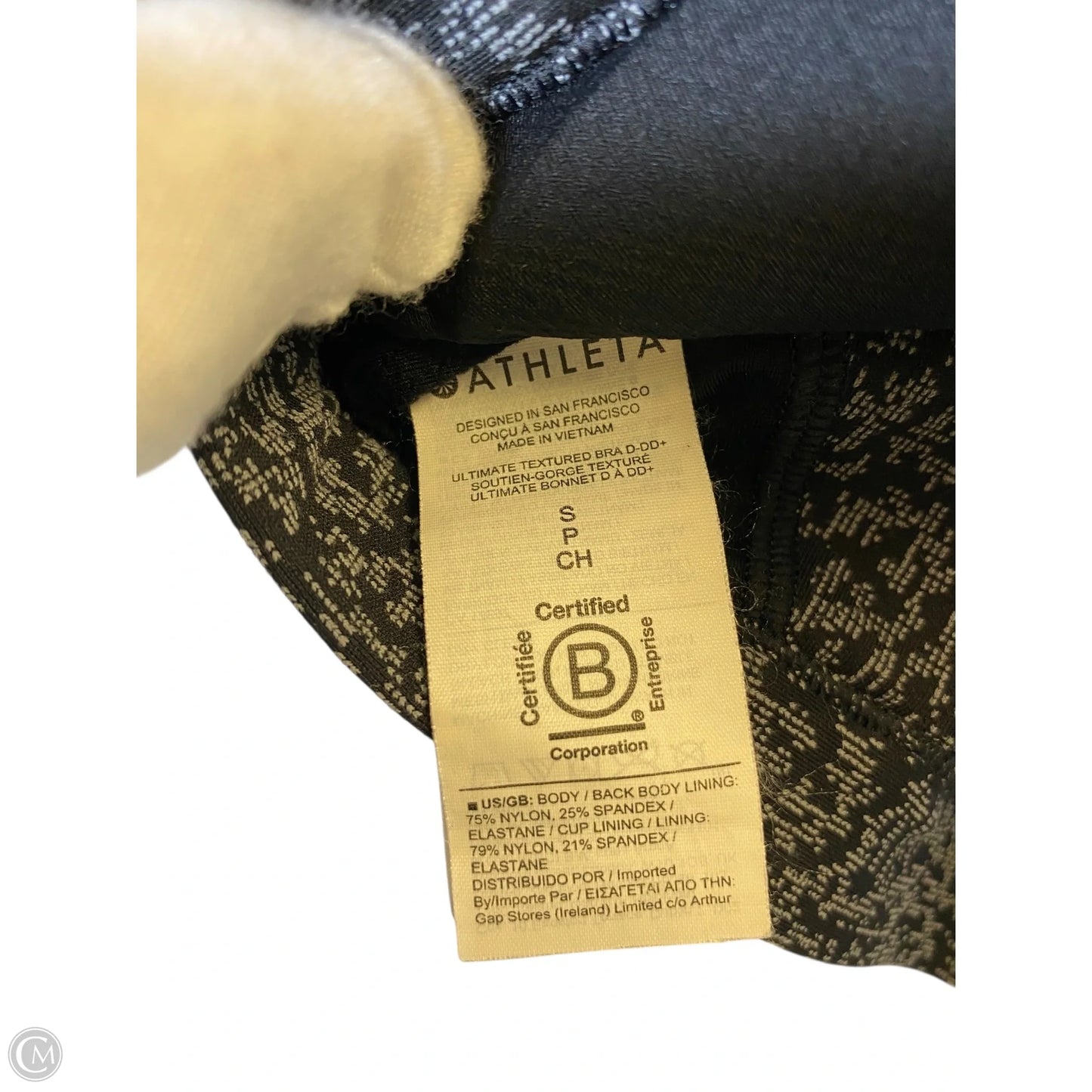 Athletic Bra By Athleta In Black & Grey, Size: S