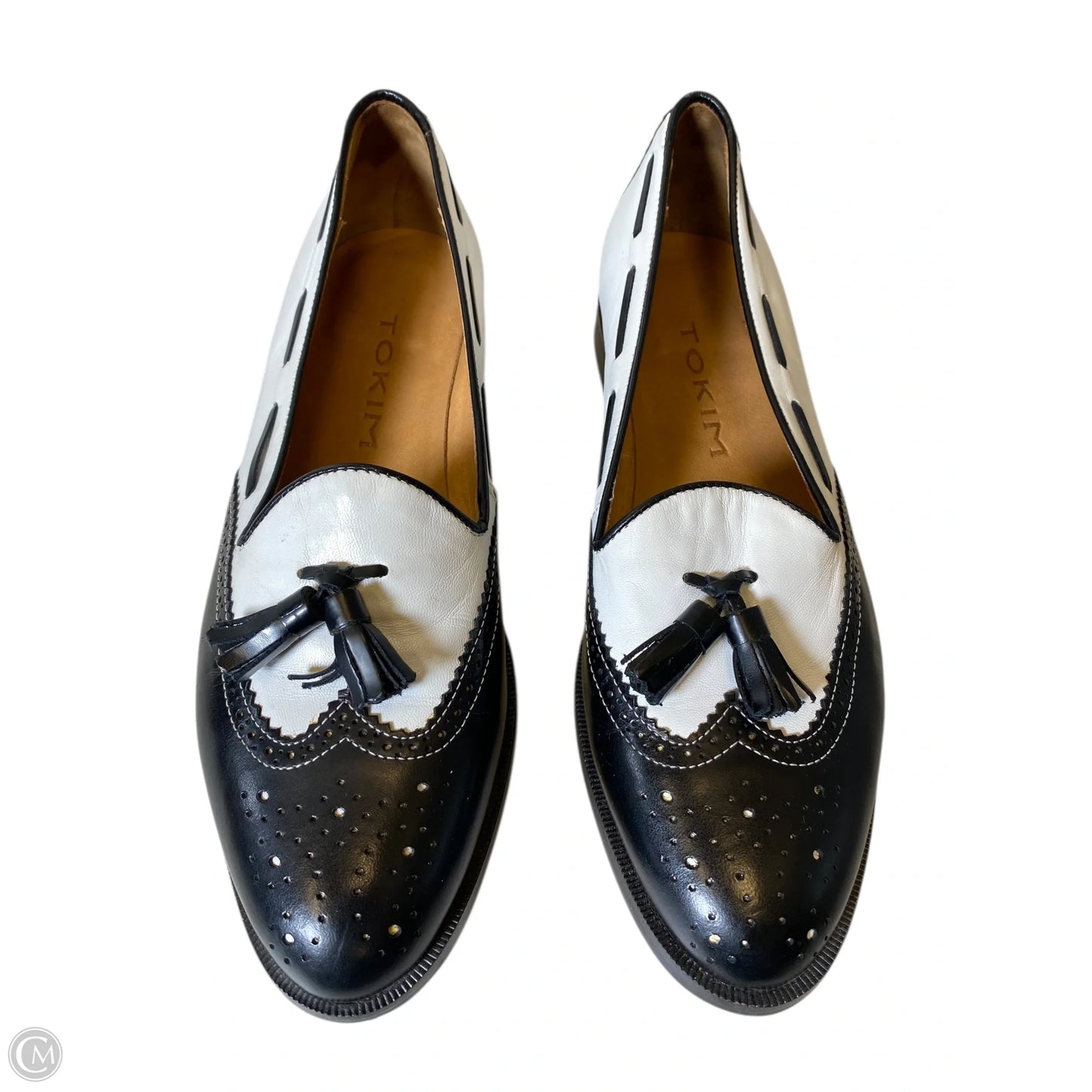 Shoes Flats By Clothes Mentor In Black & White, Size: 9.5