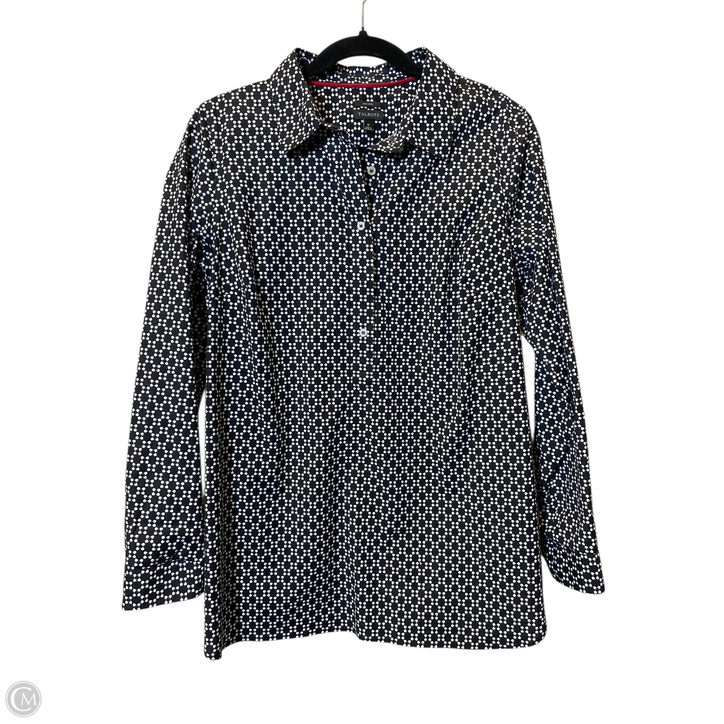 Top Long Sleeve By Talbots In Black & White, Size: 12