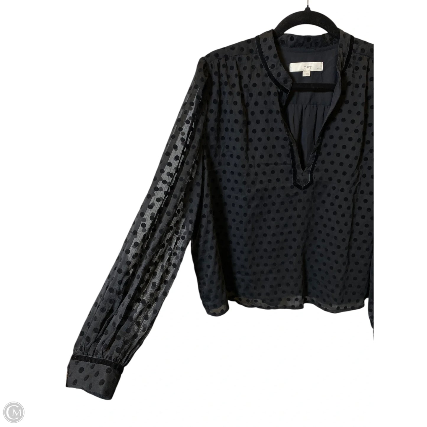 Blouse Long Sleeve By Loft In Black, Size: Xl