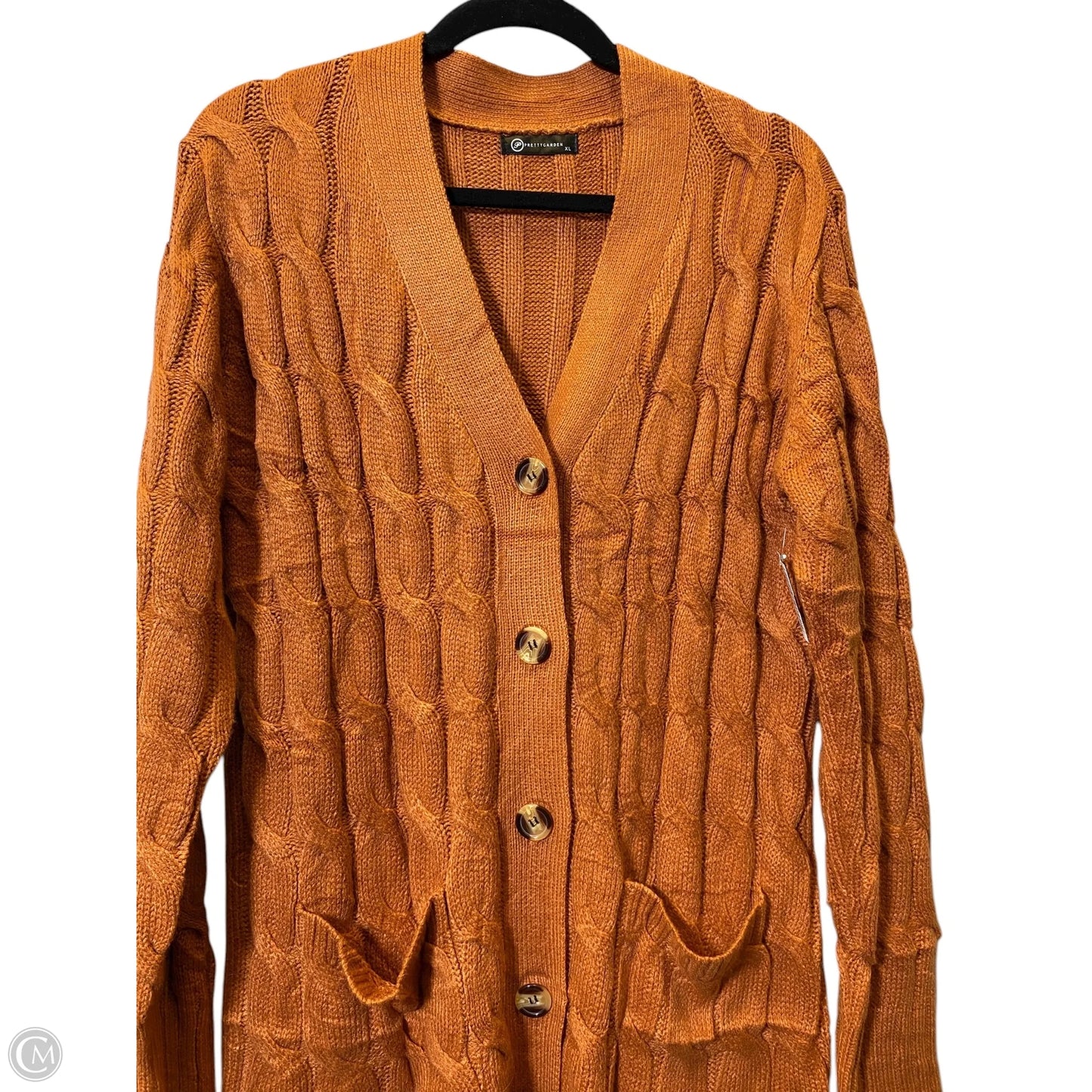 Sweater Cardigan By Prettygarden In Orange, Size: Xl