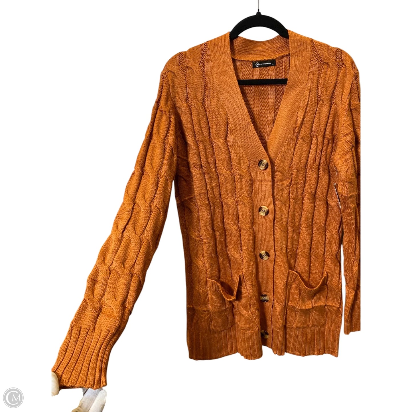 Sweater Cardigan By Prettygarden In Orange, Size: Xl
