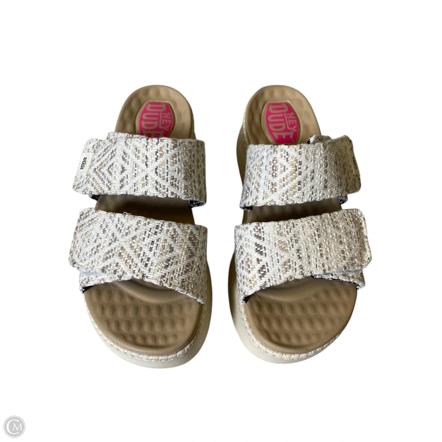 Sandals Heels Platform By Hey Dude In Beige, Size: 7