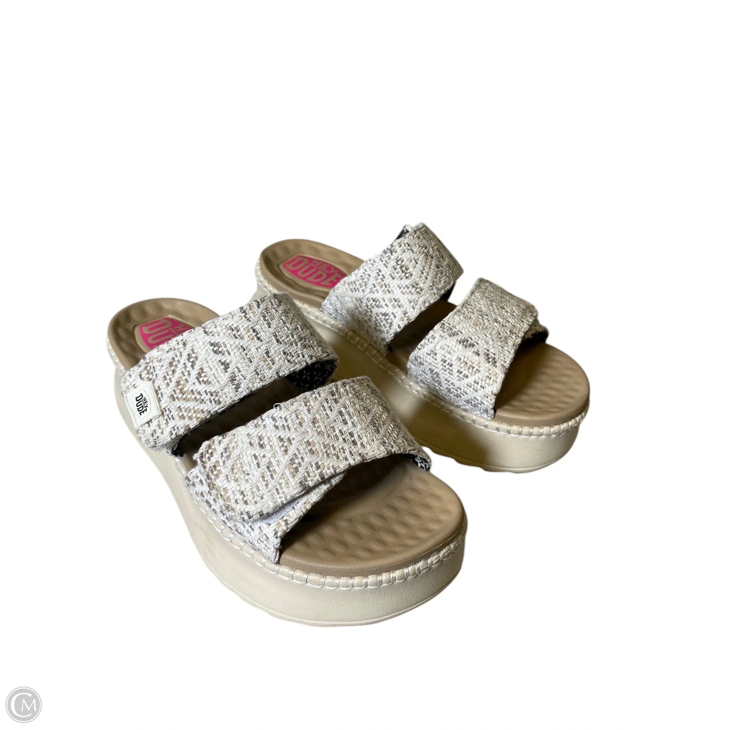 Sandals Heels Platform By Hey Dude In Beige, Size: 7