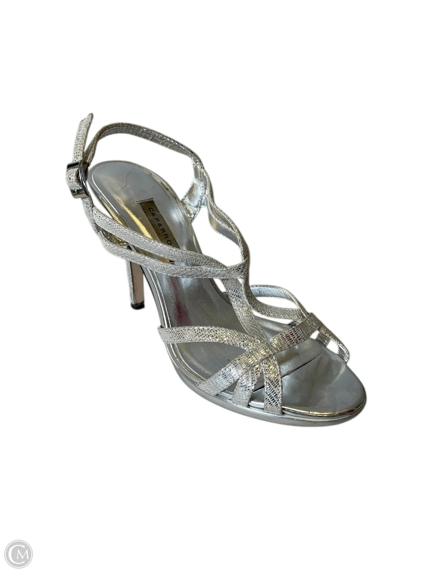 Shoes Heels Kitten By Clothes Mentor In Silver, Size: 7.5